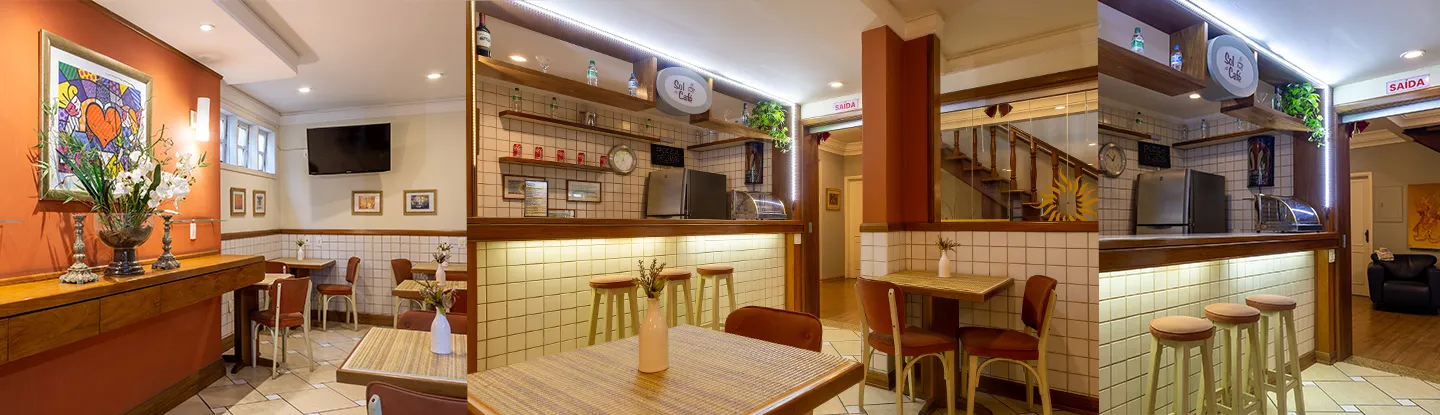 foto da lanchonete dentro do hotel solaris no centro de são lourenço